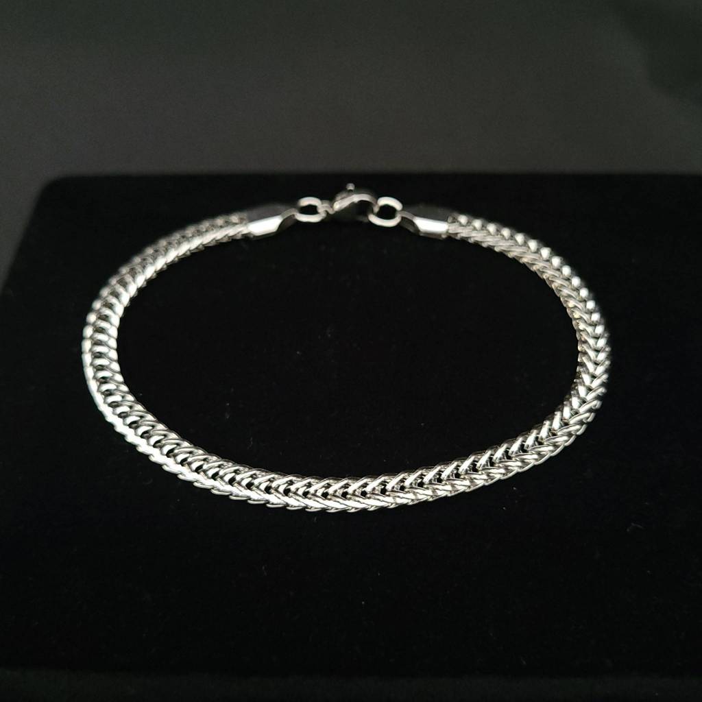 Pulseira Masculina Gourmet Dupla Prata em Aço Inoxidável