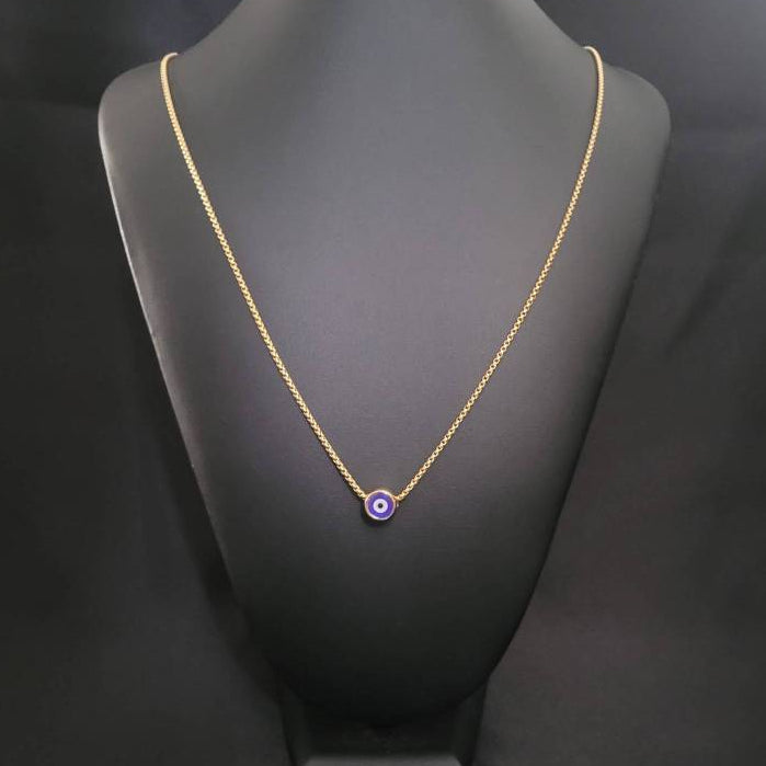 Colar Masculino Corrente Veneziana Olho Grego Dourado em Aço Inoxidável