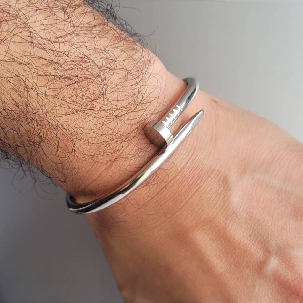 Pulseira Masculina Luxo Prego em Aço Inoxidável