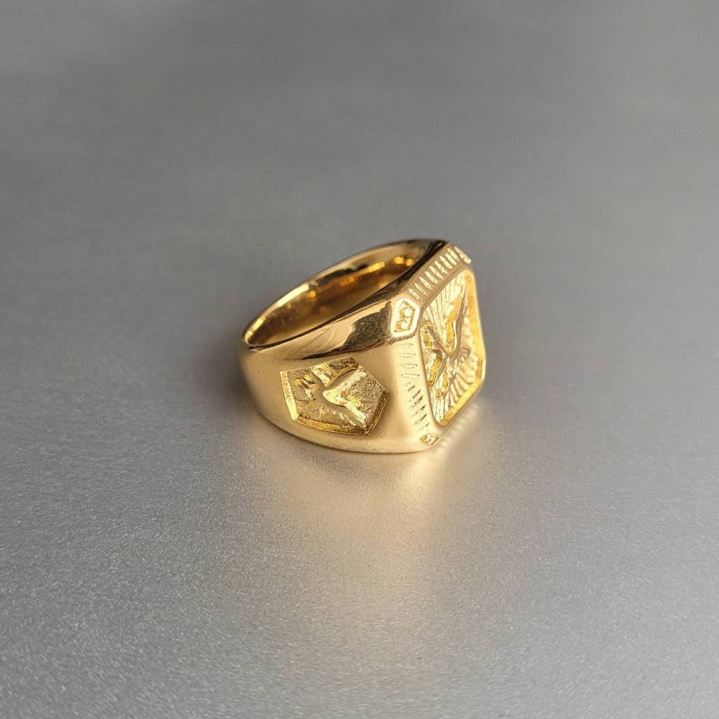 Anel Masculino Dedeira Águia Dourado de Aço Inoxidável 316L