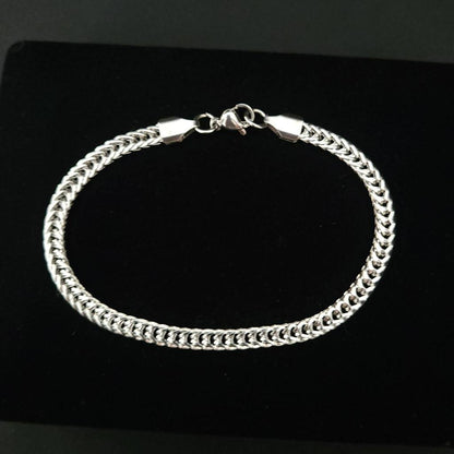 Pulseira Masculina Gourmet Dupla Prata em Aço Inoxidável