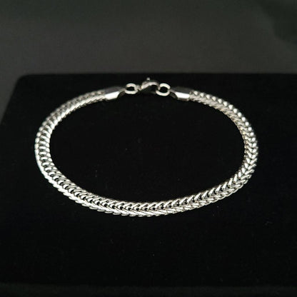 Pulseira Masculina Gourmet Dupla Prata em Aço Inoxidável