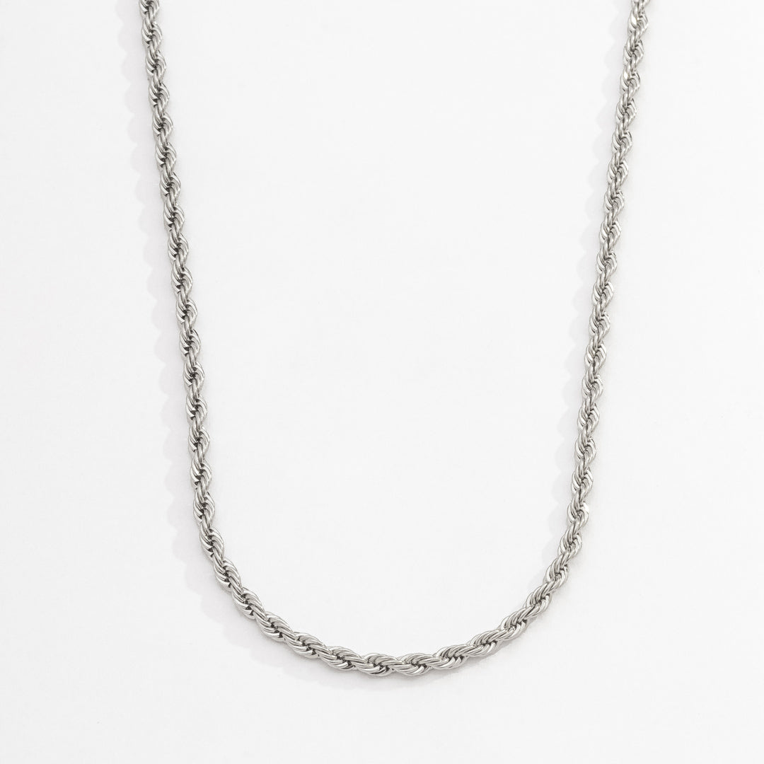 Colar Masculino Cordão Baiano Prata em Aço