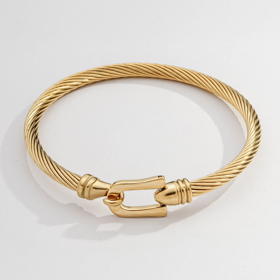 Pulseira Masculina Luxo Fecho Gancho Dourado em Aço Inoxidável