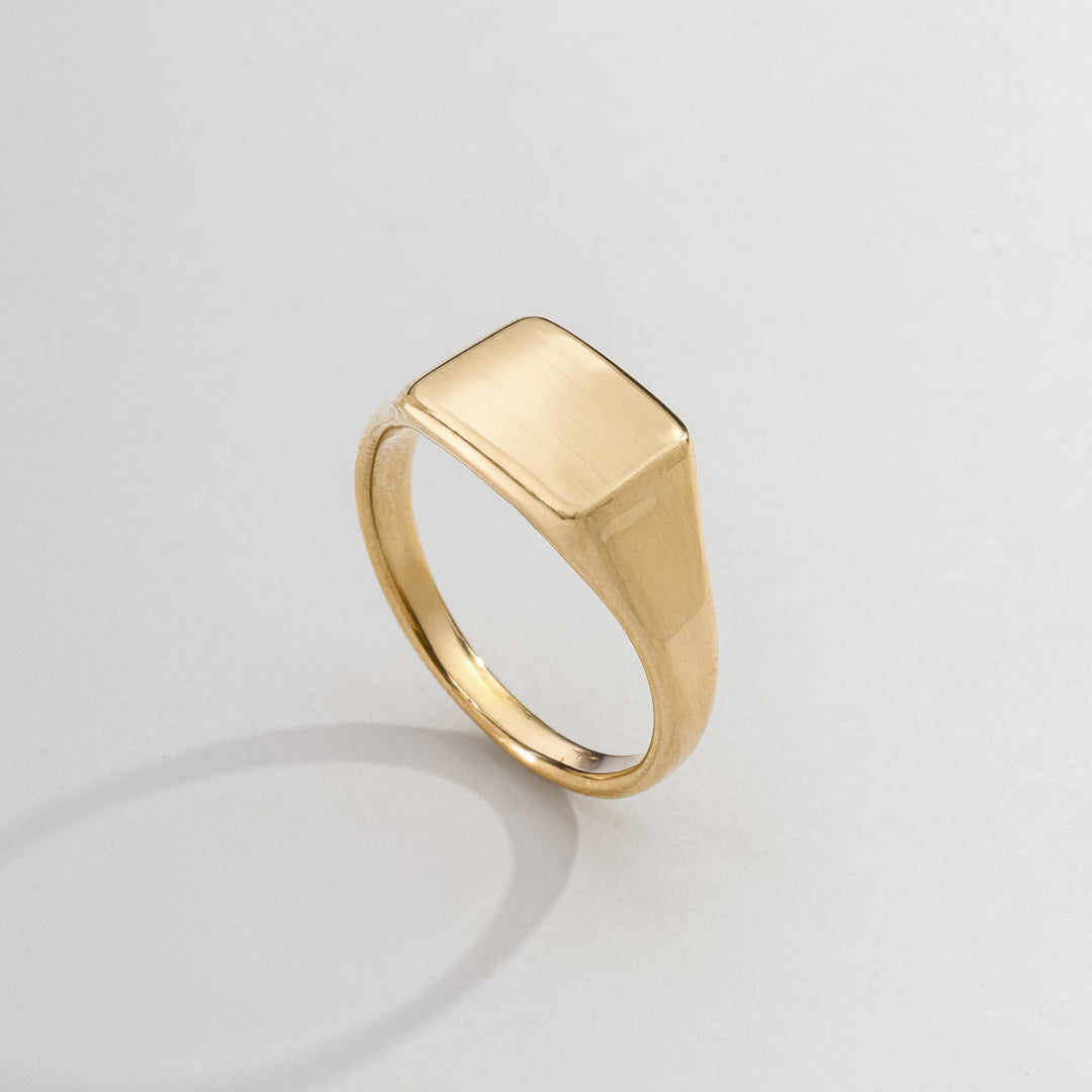 Anel Masculino Quadrado Dourado em Aço Inoxidável