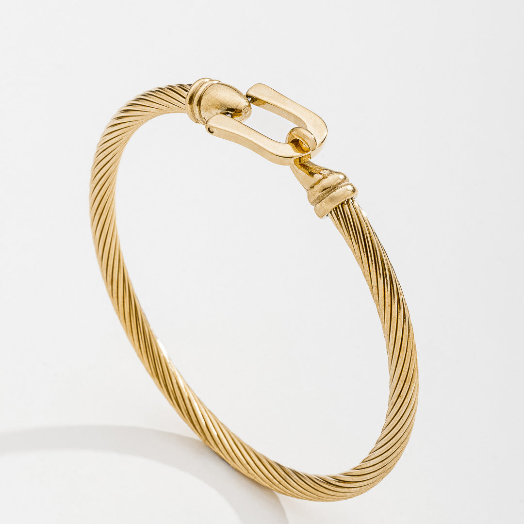 Pulseira Masculina Luxo Fecho Gancho Dourado em Aço Inoxidável