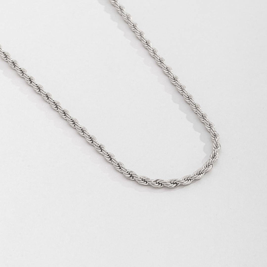 Colar Masculino Cordão Baiano Prata em Aço