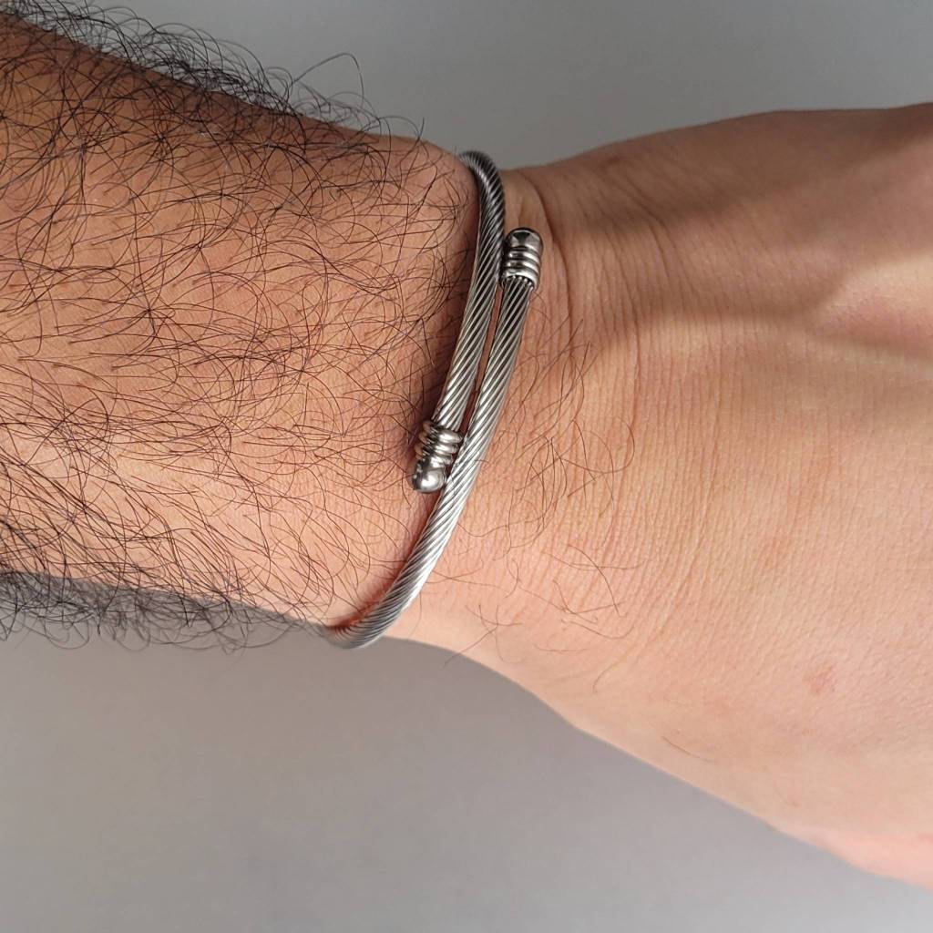 Pulseira Masculina Luxo Prata em Aço Inoxidável