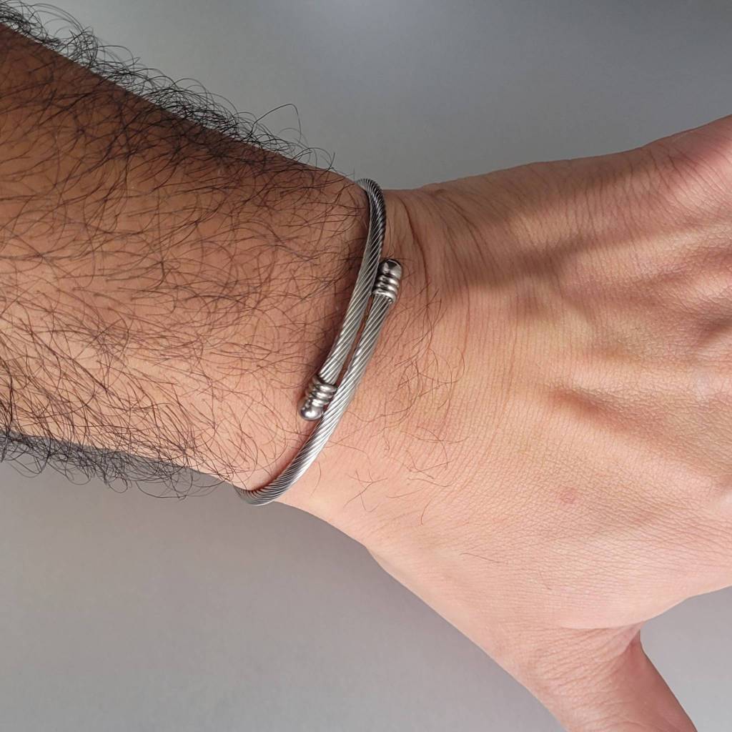 Pulseira Masculina Luxo Prata em Aço Inoxidável